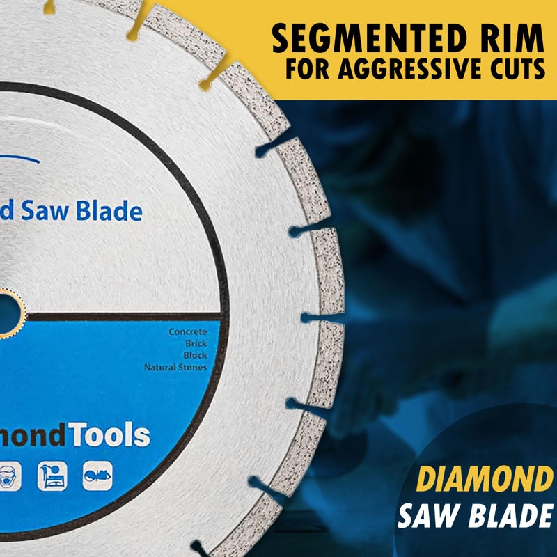 EDiamondTools 7" Segmented Diamond Saw Blade for Concrete, Brick, Block and Masonry, 10mm Segment Height, 7/8" Bushing w/Diamond Arbor - Image 4